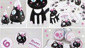 Happy Birthday Banner Kitty Kitten Party Printables Cat Party Decorations Cat Birthday