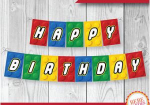 Happy Birthday Banner Lego Lego Happy Birthday Etsy