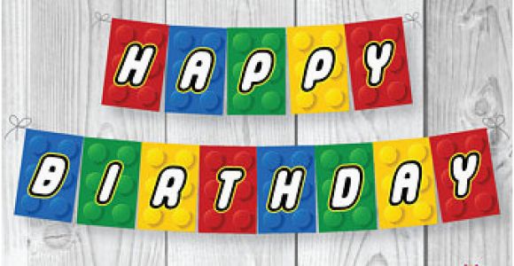Happy Birthday Banner Lego Lego Happy Birthday Etsy