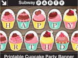 Happy Birthday Banner Letters Pdf Printable Cupcake Party Banner Happy Birthday Garland