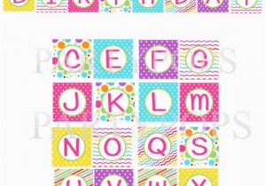 Happy Birthday Banner Letters Printable Diy Digital Girl Bright Happy Birthday Printable Party