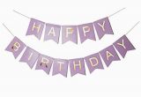 Happy Birthday Banner Lights Gold Pleated Happy Birthday Light Purple Banner 15pc