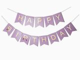 Happy Birthday Banner Lights Gold Pleated Happy Birthday Light Purple Banner 15pc