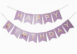 Happy Birthday Banner Lights Gold Pleated Happy Birthday Light Purple Banner 15pc