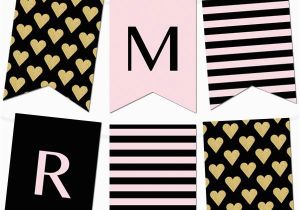 Happy Birthday Banner Maker Free Striped Gold Heart Banner Bbq Ideas Free Printable