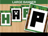 Happy Birthday Banner Minecraft Printable 8 Bit Party Banner Minecraft Party Ideas Instant Download