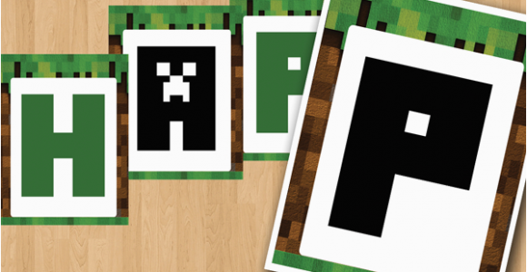 Happy Birthday Banner Minecraft Printable 8 Bit Party Banner Minecraft Party Ideas Instant Download