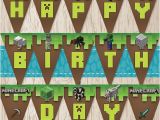 Happy Birthday Banner Minecraft Printable Birthday Banners Minecraft Party Favors and Minecraft On
