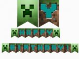 Happy Birthday Banner Minecraft Printable Edible Cake toppers Minecraft Downloadable Printable