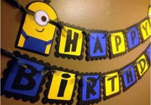 Happy Birthday Banner Minions Minion Despicable Me Inspired Happy Birthday Banner