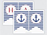 Happy Birthday Banner Nautical theme Instant Download Printable Anchor Quot Happy Birthday Quot Banner