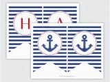 Happy Birthday Banner Nautical theme Instant Download Printable Anchor Quot Happy Birthday Quot Banner