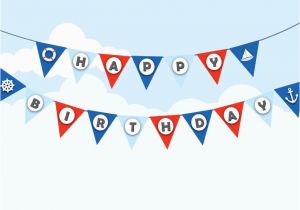 Happy Birthday Banner Nautical theme Nautical Birthday Bunting Sailor theme Decor Navy theme