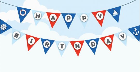 Happy Birthday Banner Nautical theme Nautical Birthday Bunting Sailor theme Decor Navy theme