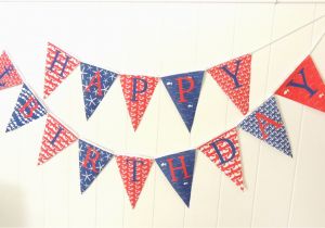 Happy Birthday Banner Nautical theme Nautical Happy Birthday Bunting Happy Birthday Banner Fabric