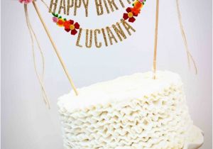Happy Birthday Banner On Cake Glitter Gold Birthday Cake Banner Happy Birthday Cake Banner