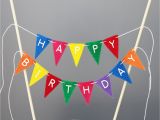 Happy Birthday Banner On Cake Happy Birthday Cake Banner Rainbow Cake Bunting topper