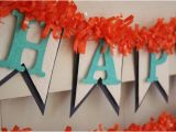 Happy Birthday Banner orange Blue and orange Birthday Banner Happy Birthday Banner