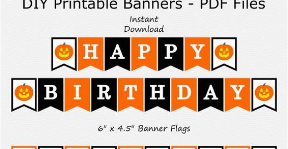 Happy Birthday Banner orange Happy Birthday Banner Black orange Jack O Lantern Etsy