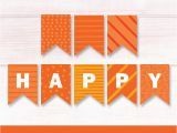 Happy Birthday Banner orange Happy Birthday orange Banner Printable orange Bunting