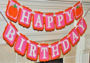 Happy Birthday Banner orange Little Pumpkin Pink orange Happy Birthday Banner Fall Girly
