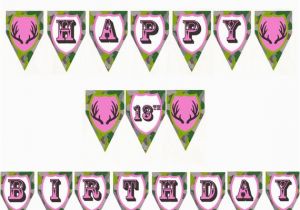 Happy Birthday Banner Outdoor Pink Camo Happy Birthday Customizable Banner by