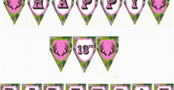 Happy Birthday Banner Outdoor Pink Camo Happy Birthday Customizable Banner by