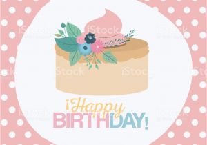 Happy Birthday Banner Pastel Colors Color Pastel Background with Dots and Cake Happy Birthday