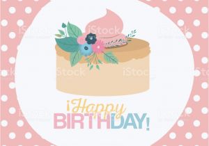 Happy Birthday Banner Pastel Colors Color Pastel Background with Dots and Cake Happy Birthday