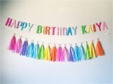 Happy Birthday Banner Pastel Colors Rainbow Happy Birthday Banner and Tassel Garland Pastel