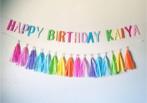 Happy Birthday Banner Pastel Colors Rainbow Happy Birthday Banner and Tassel Garland Pastel