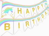 Happy Birthday Banner Pastel Colors Unicorn Pastel Rainbow Happy Birthday Banner Pennant