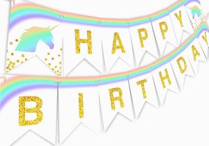 Happy Birthday Banner Pastel Colors Unicorn Pastel Rainbow Happy Birthday Banner Pennant