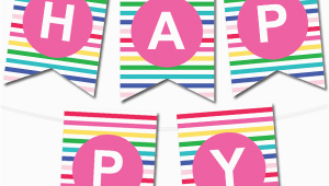 Happy Birthday Banner Pdf Download Happy Stripes Pennant Banner Chicfetti