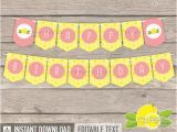 Happy Birthday Banner Pdf Lemonade Party Happy Birthday Banner Yellow Peach Pink