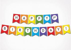 Happy Birthday Banner Pdf Printable Happy Birthday Banner Rainbow Birthday Party