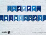 Happy Birthday Banner Per Letter Printable Blue Happy Birthday Printable Banner Blue tones Bunting