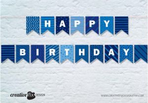 Happy Birthday Banner Per Letter Printable Blue Happy Birthday Printable Banner Blue tones Bunting