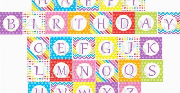 Happy Birthday Banner Per Letter Printable Items Similar to Digital Rainbow Happy Birthday Banner