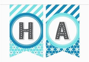 Happy Birthday Banner Per Letter Printable Printable Birthday Banner In Blues Gray Especially Paper