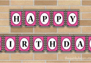 Happy Birthday Banner Pink and Silver Electric Pink Black Silver Happy Birthday Bunting