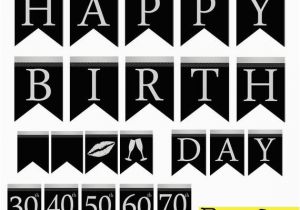 Happy Birthday Banner Pink and Silver Instant Download Black Silver Birthday Banners Printable