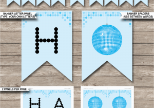 Happy Birthday Banner Print Out Dance Banner Template Blue Disco Birthday Banner