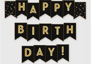 Happy Birthday Banner Printable Black and Gold Black Gold Printable Happy Birthday Banner Birthday