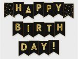 Happy Birthday Banner Printable Black and White Black Gold Printable Happy Birthday Banner Birthday Party