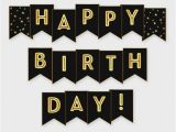 Happy Birthday Banner Printable Black and White Black Gold Printable Happy Birthday Banner Birthday Party