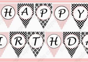 Happy Birthday Banner Printable Black and White Items Similar to Instant Download Diy Paris Birthday Party