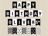 Happy Birthday Banner Printable Black and White Pdf Custom Name Black and White Birthday Banner Birthday Party
