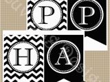 Happy Birthday Banner Printable Black and White Printable Black and White Chevron Happy Birthday Party