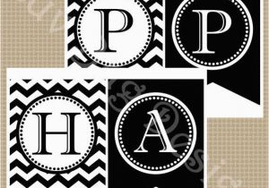 Happy Birthday Banner Printable Black and White Printable Black and White Chevron Happy Birthday Party